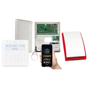 ZESTAW ALARMOWY SATEL INTEGRA 64 + INT-KSG2R-W + OPU-3P + AWT682 + 17Ah + INT-GSM LTE + SYRENA SP-4001R